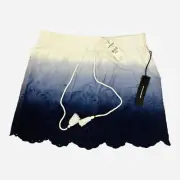 Express Womens XS Elastic Waist blue Ombré Eyelet Drawstring Skirt Retail $59.90
