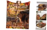 to My Son Throw Blanket Gifts for My Son, 340GSM Lion to Son Themed Gifts for