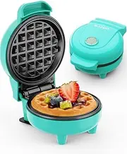 Mini Waffle Iron Belgian Waffle Machine Small Waffle Iron Classic for Children's Birthdays, Family Celebrations, Easter or Christmas, Cute Compact Design, 550 Watt, Mint BLAZANT