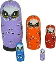 Russian Dolls Nesting Dolls Nesting Doll 5 Pcs Colorful Owl Pattern Wooden Russian Nesting Dolls Matryoshka Doll for Home Decoration Stacking Dolls Matryoshka Dolls