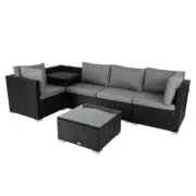 SWS_ Lux 6PCS Outdoor Modular Lounge Sofa Elegant Coogee-Black