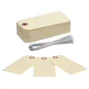 100Pcs Hang Tags,Tags with Wire String for Making Item Tags, Cream Yellow