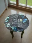 Labradorite Stone Coffee Table Top, Side Stone Table Top, Handmade Furniture