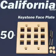 50 Faceplate 12 Port Keystone Jack RJ45 CAT5 CAT5e CAT6 Network Wall Plate Ivory