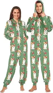 [Joisal] Cute Corgis Christmas Comfortable and Warm Adult Onesie Costume, Cosplay Onesie Adult
