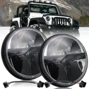 Newest For Jeep Wrangler JK LJ TJ 7" Inch Round Black Led Headlight Hi/Lo Beam (for: Jeep)