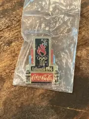 1996 Atlanta Coca Cola 100 Years Olympic Torch Sponsor Pin Lapel Hat VHTF SEALED