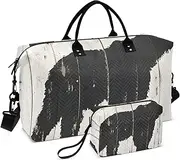 [ZRYSMY] Duffel Bag for Traveling, Bear Silhouette Board Rusitc Travel Bag Gym Bag, with Multiple Interior Pockets Shoulder Weekender Bag for Women Men with Toiletry Bag 20.5L x 1.9W x 13.8H