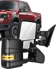 ECCPP Towing Mirrors Tow Mirrors with 2004-2014 For Ford For F150 Pickup Truck Power Adjusted Heated Turn Signal Puddle Light Black Housing Pickup Truck Mirrors