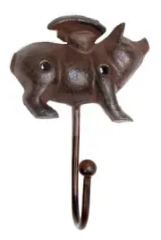 GSM Iron Flying Pig Coat Rack with a HookBrown