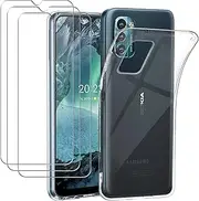 Case for Nokia G11/Nokia G21 + [3 Pack] Screen Protector, Electro-weideworld Ultra Thin Shockproof Soft Silicone TPU Phone Case Cover for Nokia G11/Nokia G21,Clear