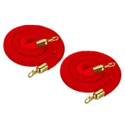 4 Feet Red Velvet Stanchion Rope, 2 Pack Crowd Control Barrier Rope, Golden