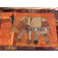 在飛比找蝦皮購物優惠-印度 純手工編織地毯 大象 橘色