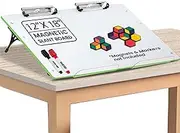 Visual Edge Slant Board - Sloped Work Surface for Optimal Learning - Portable Desktop Magnetic Dry Erase White Board for Kids (Green)