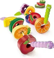 Hape Wooden Fruit Sorting Caterpillar - Educational Food Learning Toy Set - Color Matching and Counting Game for Toddlers and Preschoolers