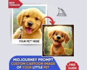 Personalized Pet Photo Midjourney Prompt, Cartoon Art, AI Art, AI Prompt