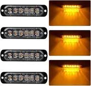 KaiDengZhe 4 x 6 LED Emergency Warning Lights Amber Hazard Flashing Strobe Light Recovery Breakdown Beacon Light Bar Universal for 12-24V Car Truck Trailer Caravan