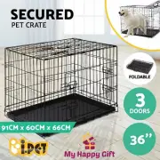 i.Pet Dog Cage Crate Kennel Large Puppy Cat Foldable Metal Wire Portable 36"