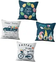 GRIRIW Set of 4 Pillow Protectors Easter Themed Pillow Covers Decorative for Sofa Bed