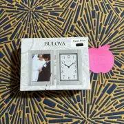 Bulova Photo Frame & Clock Hinge Brushed Aluminum B1275 Forte II Pic Me 3.5 X 5"