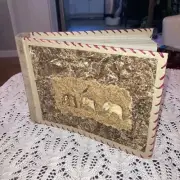 African Hand Made Raw Hide Horn Carved Book From Kenya New Vintage Souvenir