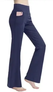 Women's Tummy Control Bootcut Yoga Workout Pants Navy Size XL