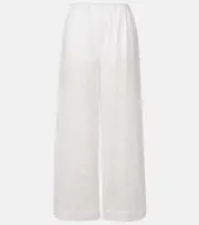 [Staud] Staud Bonfire eyelet cotton wide-leg pants AU 14 white