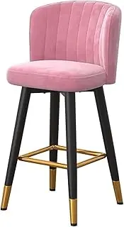 Barstools Home Kitchen Breakfast Bar Stool Cashier Reception Desk Chair 360° Swivel Island Bench with Backrest with Wrought Iron Footrest (Color : Pink, Size : 65cm/25.6")