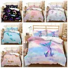 Mermaid Princess Bed Set Gift Doona Quilt Duvet Cover Single Double King Size AU