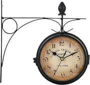 Outdoor Garden Wall Clock, Indoor Retro Antique Exterior Wall-Mounted Double-Sided Clock, Arabic Numerals Display Silent Movement for Home Decoration