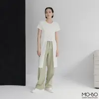 在飛比找momo購物網優惠-【MO-BO】假兩件式綁帶長上衣