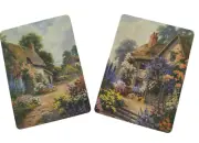 2 Single Swap Country Cottage Flowers Playing Cards Paper Scrapbook Junk Journal