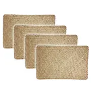 4x Table Rectangle Serveware Dining Placemat Long Weave Natural Straw 45x30cm