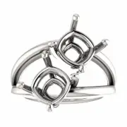 Sterling Silver Cushion Cut Solitaire Ring Setting - Friendship/Couples Style Ri