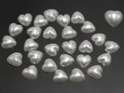 500 Pure White Acrylic Half Pearl FlatBack Heart Bead 8X8mm Scrapbook Craft