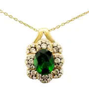 Le Vian Pistachio Diopside 14K 2.11 ct. tw. Diamond & Chrome Diopside Drop Pendant