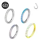 G23 Titanium Nose Ring Multi Opal Hinge Septum Clicker Hoop Ear Piercing Jewelry