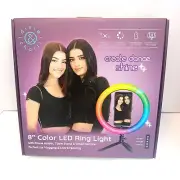 Dixie & Charli 8" Color LED Ring Light with Table Stand, and Phone Holder