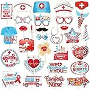 30Pcs Nurse Photo Booth Props Thank You Nurses Graduation Party Decoration for Nurse Themed Appreciation Week Party Happy International Day Party Decorations