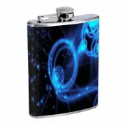 Blue Sparkles Em1 Flask 8oz Stainless Steel Hip Drinking Whiskey