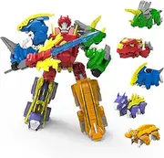 Transforming Dinosaur Robot Toys, 5-in-1 Deformation Robot, 8-in Take Apart Robot Figures, Disassembly Toys for Boys & Girls Age 6+ (8IN)