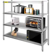 Storage Shelf, 4-Tier Stainless Steel Shelving, Storage Shelving Unit, 70.9 x 17.7 x 59.1 Inch Heavy Duty Storage Rack Shelving, 1320 Lbs Total Capacity with Adjustable