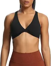 [Aoxjox] Women's Workout Sports Bras Fitness Backless Padded Satara Low Impact Bra Yoga Crop Tank Top
