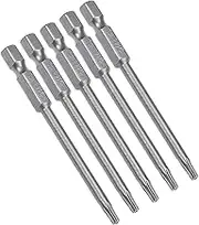 uxcell 5 Pcs T15 Magnetic Torx Screwdriver Bits, 1/4 Inch Hex Shank 3-inch Length S2 Security Tamper Proof Screw Driver Kit Tools