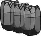 3 Pack Pop up Laundry Hampers, Collapsible Mesh Baskets, Portable Foldable, Blac