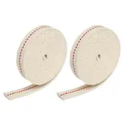 Cotton Oil Lamp Wick 5/8 Inch Flat Wide 2 Meter/6.5Ft Long Red Stitch, 2 Roll