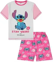 [Disney] Lilo and Stitch Stay Weird Pink White Short Ladies Pyjamas Pjs
