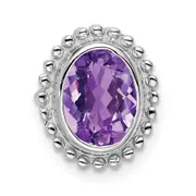 14k White Gold Oval Amethyst Chain Slide