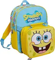 SPONGEBOB SQUAREPANTS Backpack with Cool Lunch Bag Boys Girls School 2 Piece Set Detachable, Blue, One Size, Backpack