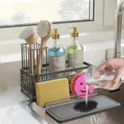 Sponge Holder for Kitchen Sink, Sink Caddy with Instant Drying Mat & Hook, Ru...